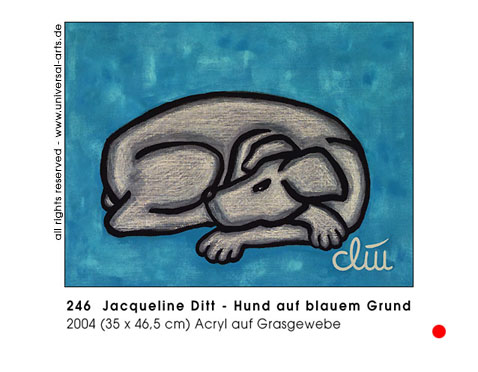 Jacqueline Ditt - Hund auf blauem Grund (Dog on blue Font)