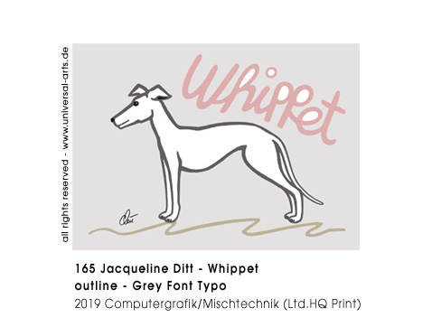 Jacqueline Ditt - Whippet outline - Grey Font Typo