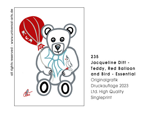 Jacqueline Ditt - Teddy, Red Balloon and Bird - Essential (Teddy Roter Ballon und Vogel - Essenziell)