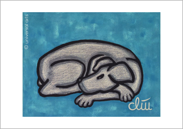 Jacqueline Ditt - Hund auf blauem Grund (Dog on blue Font)